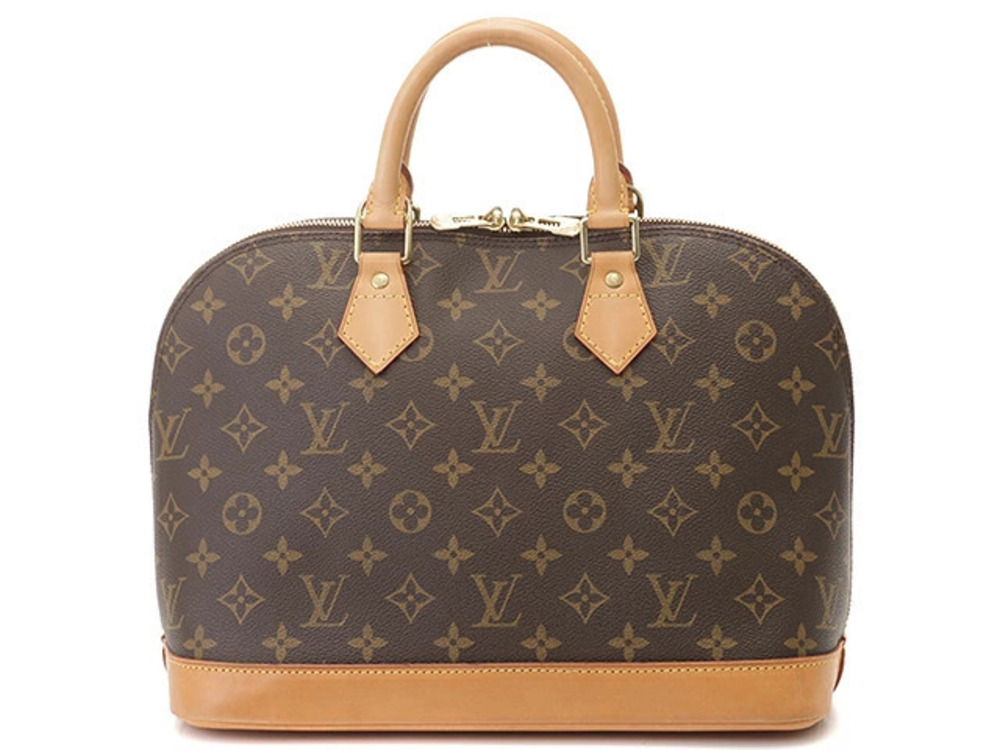 LOUIS VUITTON Alma Monogram Handbag Leather Brown